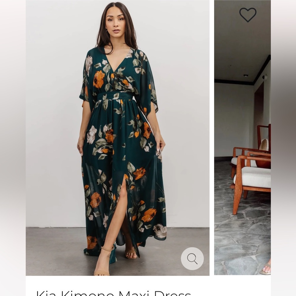 Kia Kimono Maxi Dress. Deep topaz floral.